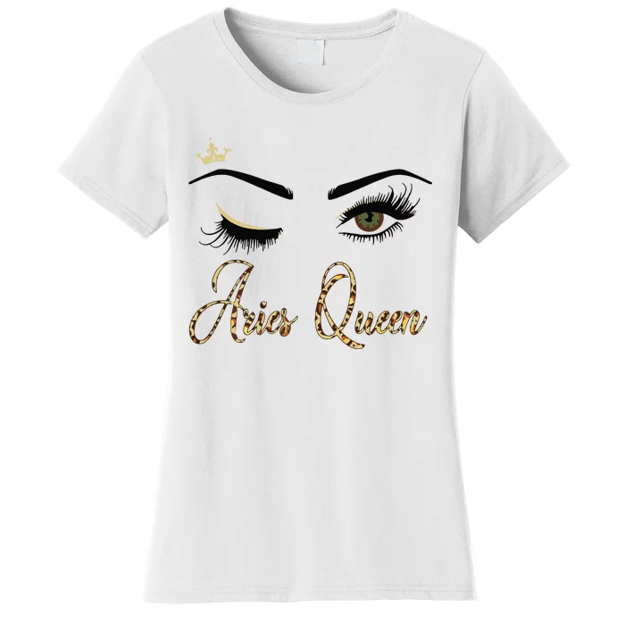 Womens Aries Zodiac Birthday Leopard Print For Girl Women Women's T-Shirt