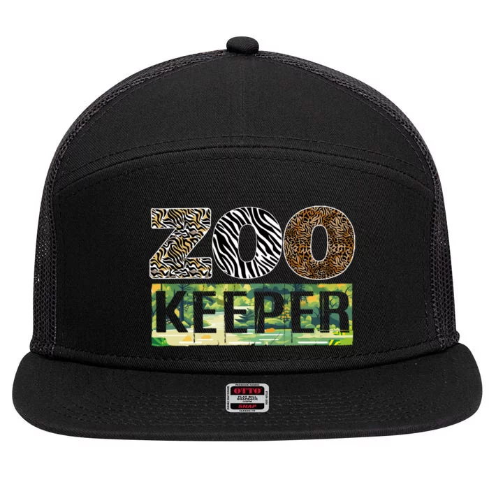 Wildlife Animals Zoo Keeper Graphic 7 Panel Mesh Trucker Snapback Hat