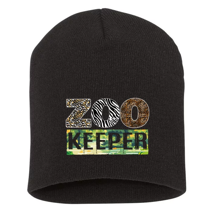 Wildlife Animals Zoo Keeper Graphic Short Acrylic Beanie