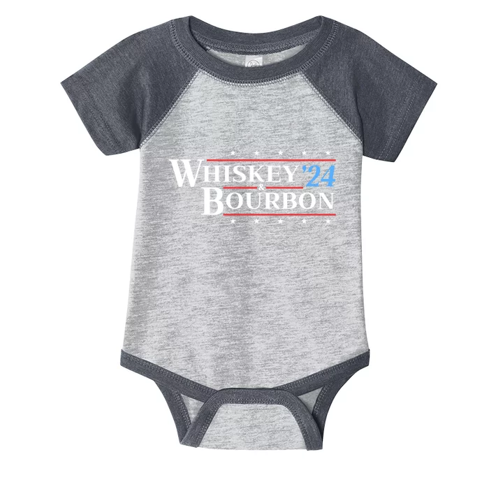 Whiskey & Bourbon 24 Funny Drinking Alcohol Election 2024 Infant Baby Jersey Bodysuit