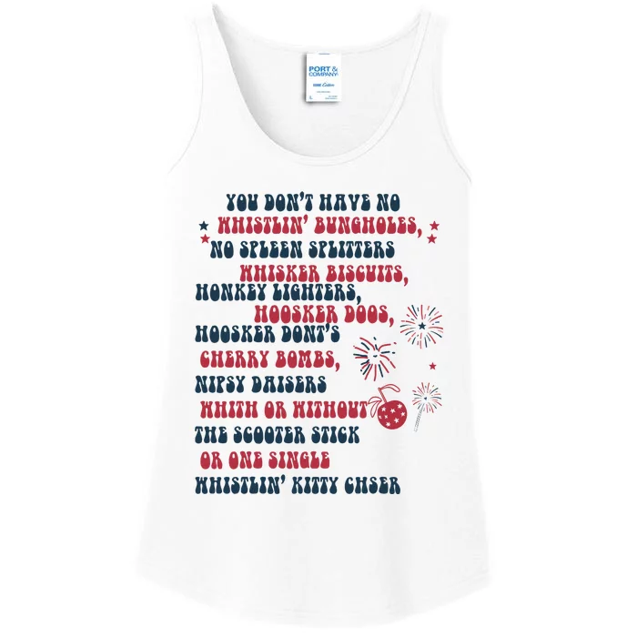 Whistling Bungholes 4th Of July Usa Flag Ladies Essential Tank