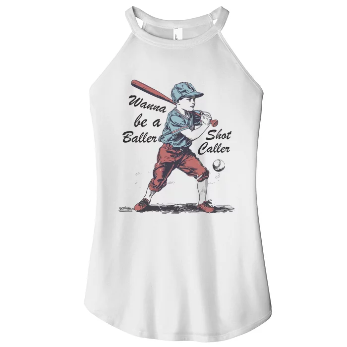 Wanna Be A Baller Shot Caller Women’s Perfect Tri Rocker Tank