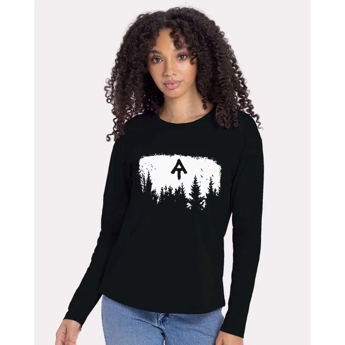 White Blaze Appalachian AT Trail Minimalist Pine Tree Hike Womens Cotton Relaxed Long Sleeve T-Shirt