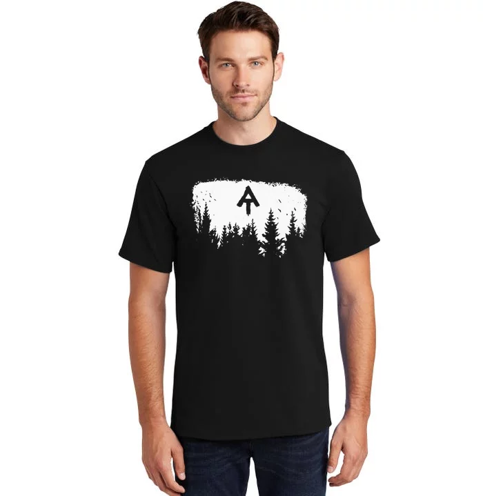 White Blaze Appalachian AT Trail Minimalist Pine Tree Hike Tall T-Shirt