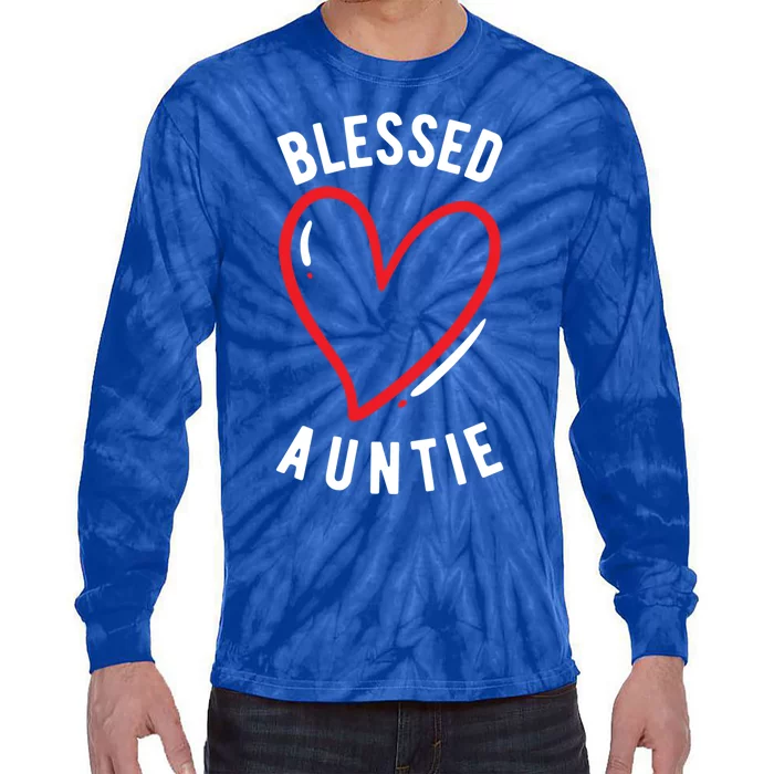 Wo Blessed Auntie Cute Love Heart Aunt Reveal Vibes Gift Tie-Dye Long Sleeve Shirt