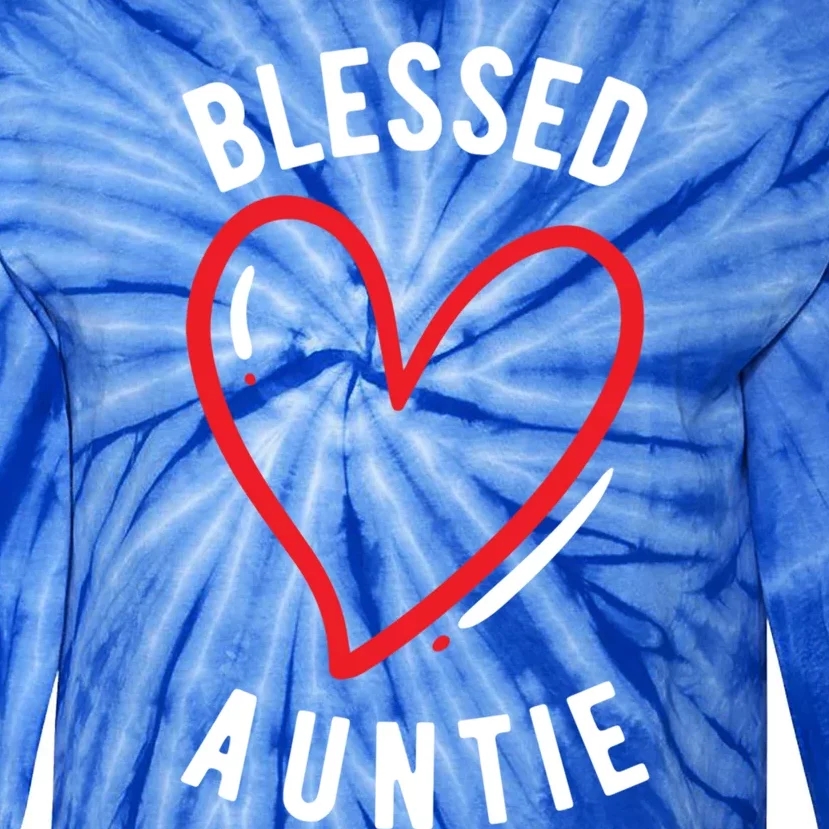 Wo Blessed Auntie Cute Love Heart Aunt Reveal Vibes Gift Tie-Dye Long Sleeve Shirt