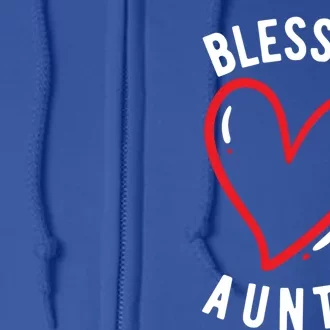 Wo Blessed Auntie Cute Love Heart Aunt Reveal Vibes Gift Full Zip Hoodie