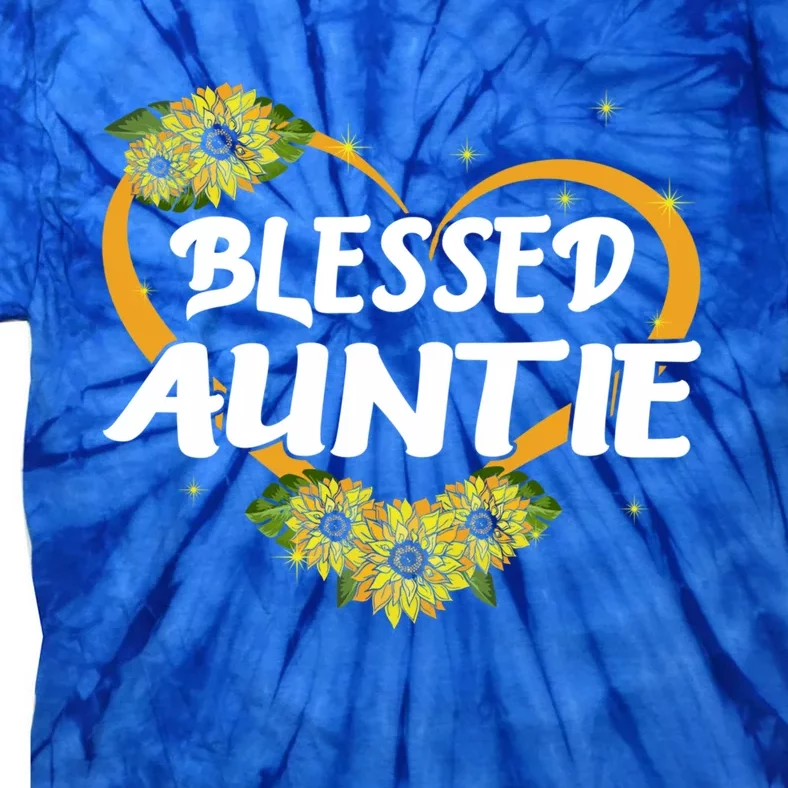 Wo Blessed Auntie Sunflower Cute Gift Mothers Day Gift Tie-Dye T-Shirt