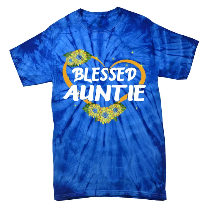 Wo Blessed Auntie Sunflower Cute Gift Mothers Day Gift Tie-Dye T-Shirt