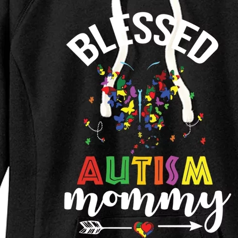 Wo's Blessed Autism Mommy Gift Autism Mom Puzzle Funny Gift Women's Fleece Hoodie