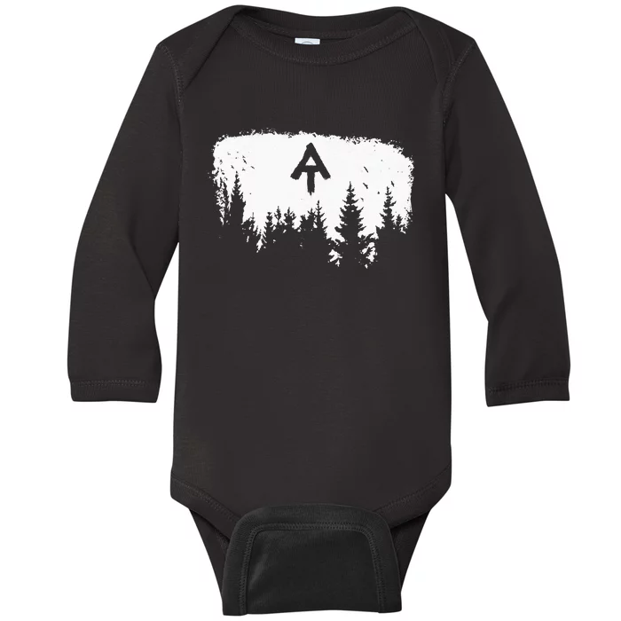 White Blaze Appalachian AT Trail Minimalist Pine Tree Hike Baby Long Sleeve Bodysuit