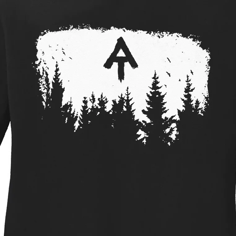 White Blaze Appalachian AT Trail Minimalist Pine Tree Hike Ladies Long Sleeve Shirt