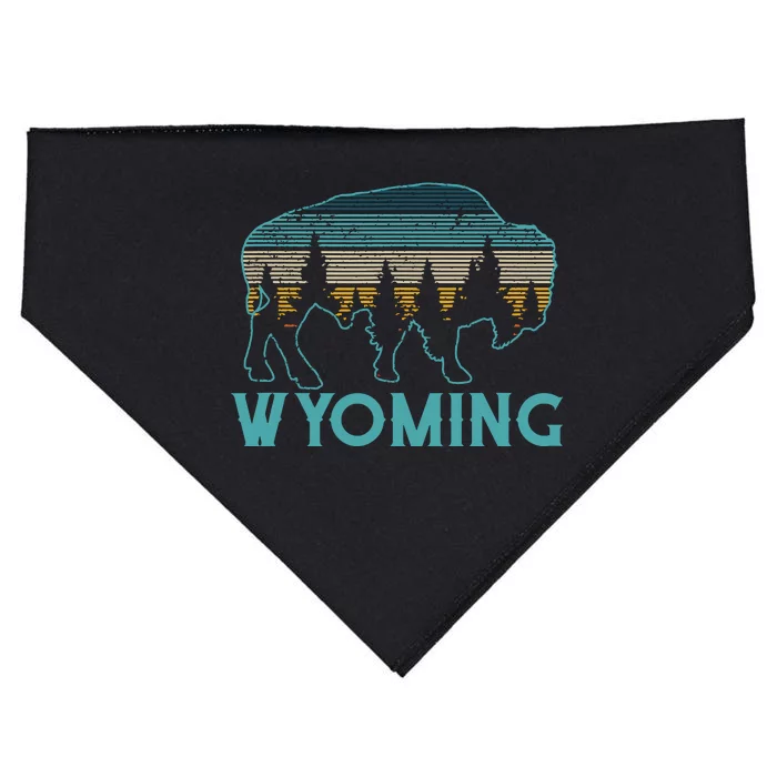 Wyoming Bison American Buffalo Vintage Souvenir Gift USA-Made Doggie Bandana