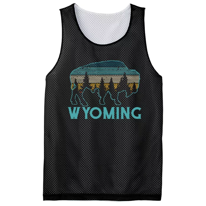 Wyoming Bison American Buffalo Vintage Souvenir Gift Mesh Reversible Basketball Jersey Tank