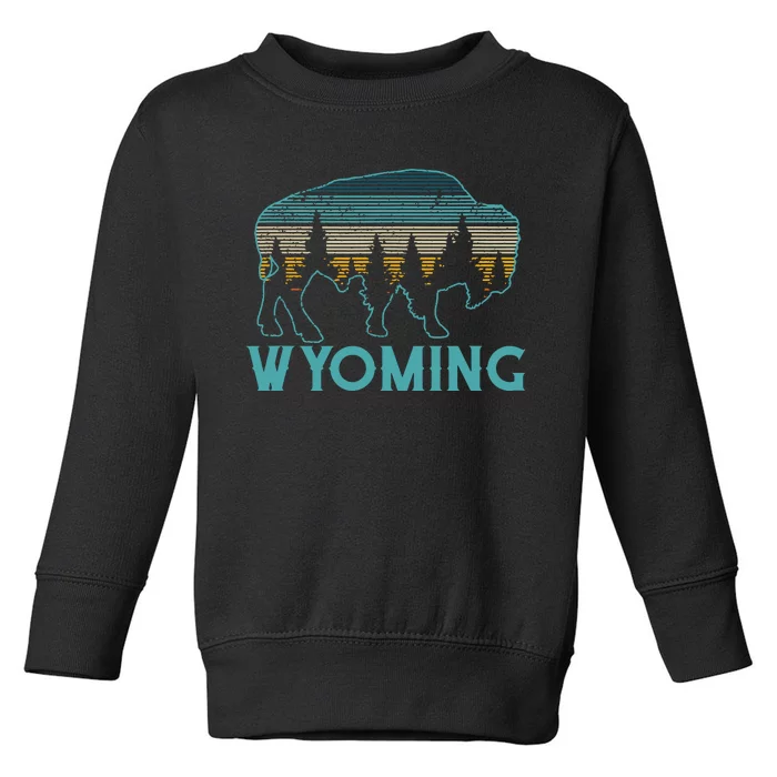 Wyoming Bison American Buffalo Vintage Souvenir Gift Toddler Sweatshirt