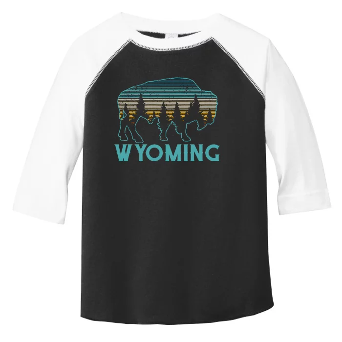 Wyoming Bison American Buffalo Vintage Souvenir Gift Toddler Fine Jersey T-Shirt