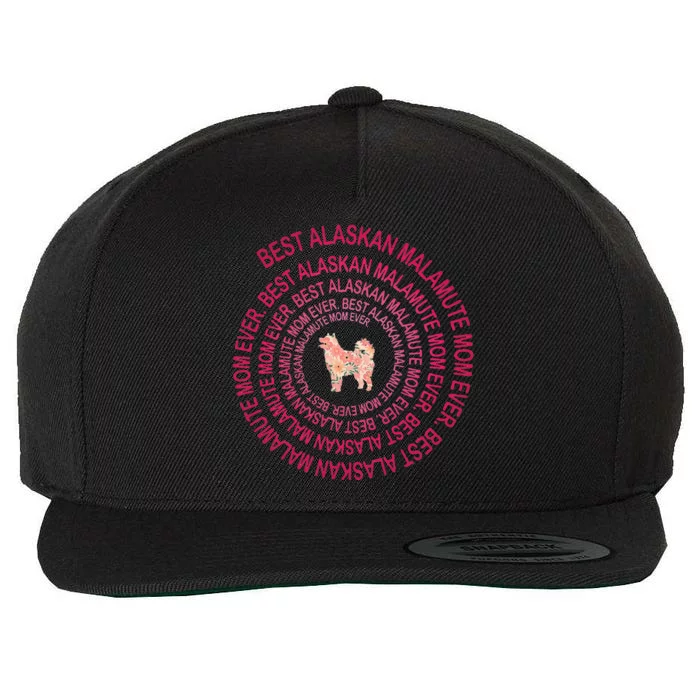 Womens Best Alaskan Malamute Mom Ever Spiral Dog Lover Mother's Day Wool Snapback Cap