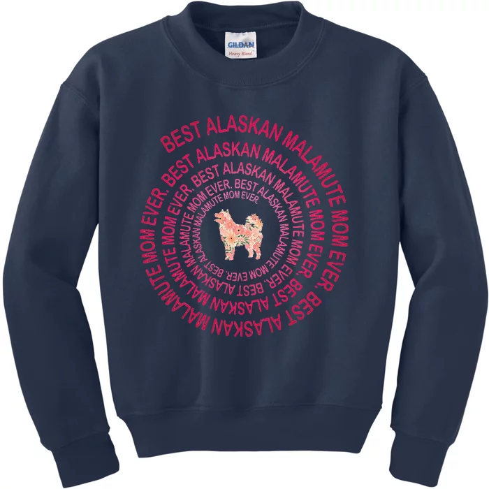 Womens Best Alaskan Malamute Mom Ever Spiral Dog Lover Mother's Day Kids Sweatshirt