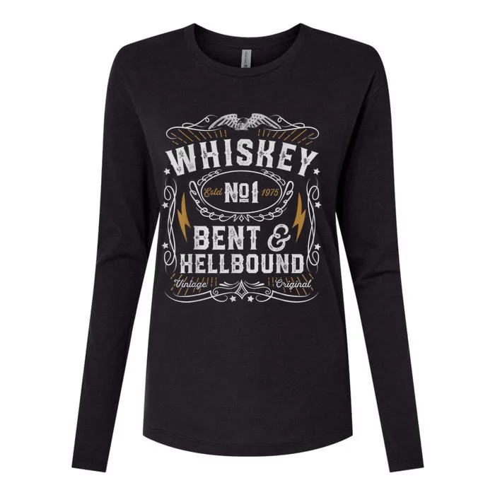 Whiskey Bent And Hellbound Country Music Biker Bourbon Womens Cotton Relaxed Long Sleeve T-Shirt