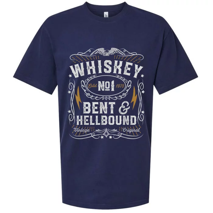 Whiskey Bent And Hellbound Country Music Biker Bourbon Sueded Cloud Jersey T-Shirt