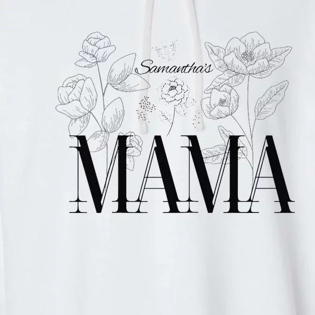 Wo Black and white Classic Flora Mama Mother's Day Garment-Dyed Fleece Hoodie