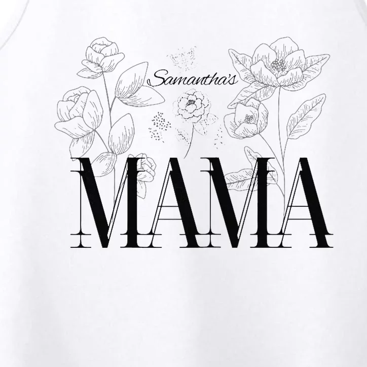 Wo Black and white Classic Flora Mama Mother's Day Performance Tank