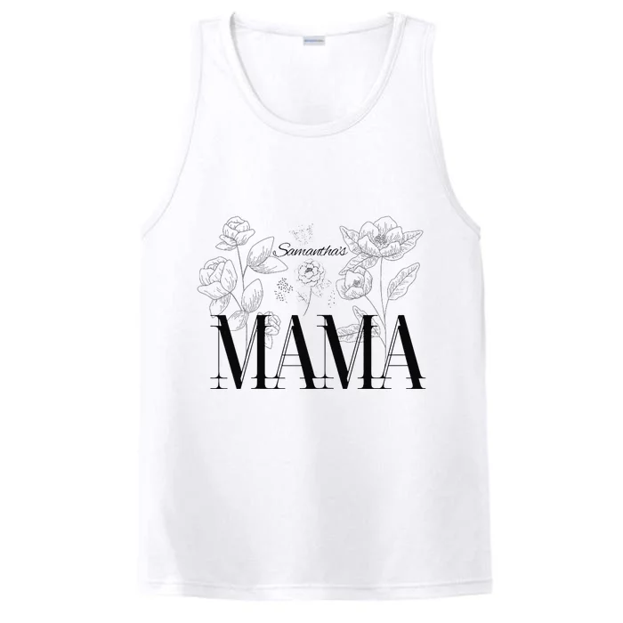 Wo Black and white Classic Flora Mama Mother's Day Performance Tank