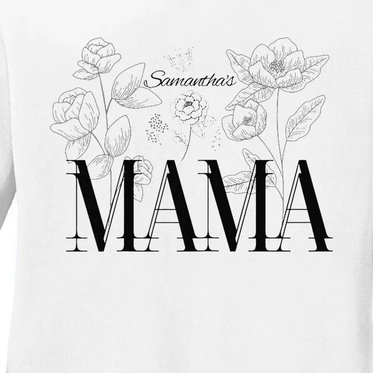 Wo Black and white Classic Flora Mama Mother's Day Ladies Long Sleeve Shirt