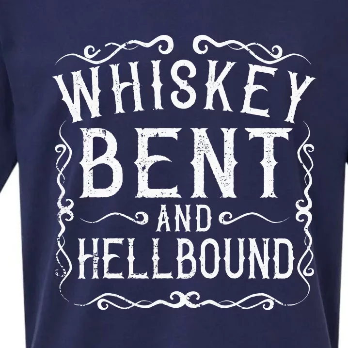 Whiskey Bent And Hellbound Country Biker Bourbon Gift Sueded Cloud Jersey T-Shirt