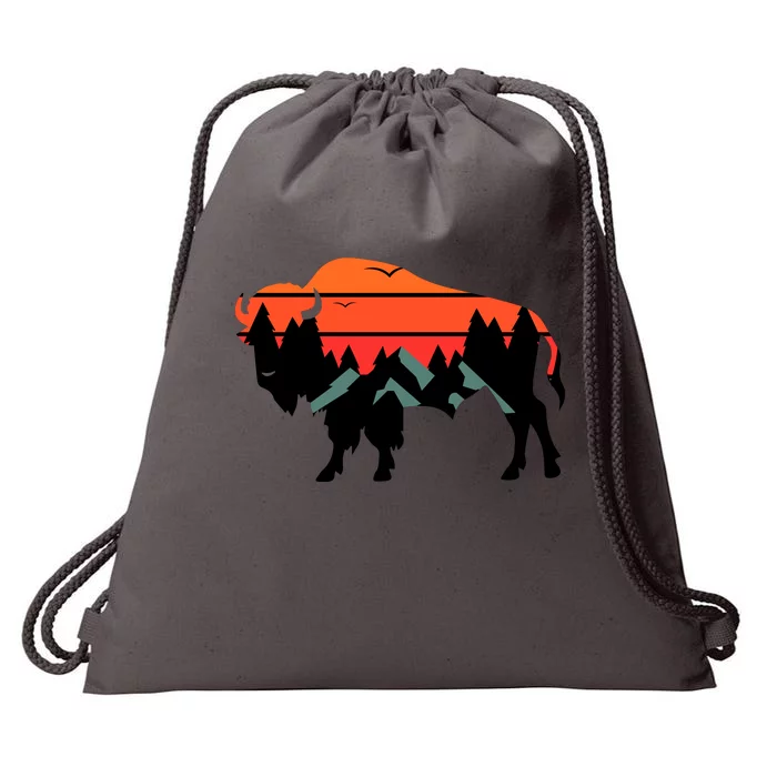 Wyoming Bison American Buffalo Vintage Souvenir Gift Drawstring Bag