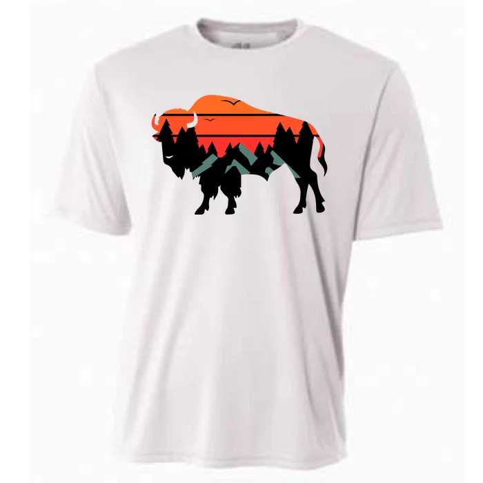 Wyoming Bison American Buffalo Vintage Souvenir Gift Cooling Performance Crew T-Shirt