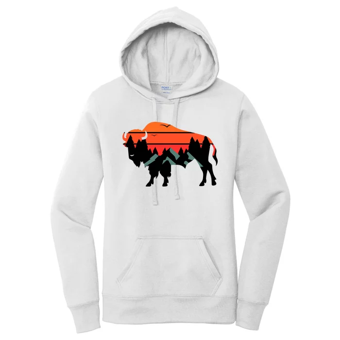 Wyoming Bison American Buffalo Vintage Souvenir Gift Women's Pullover Hoodie