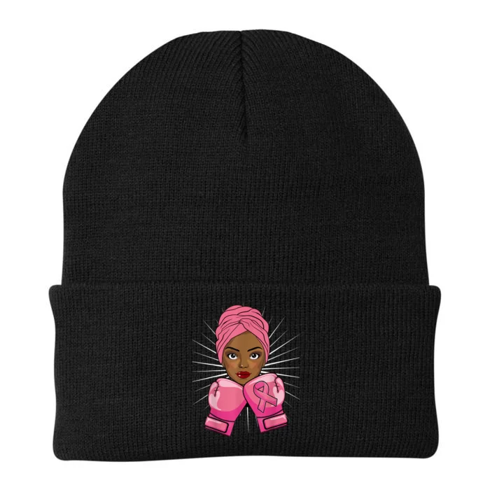 Woman Black African American Fight Breast Cancer Gift Knit Cap Winter Beanie