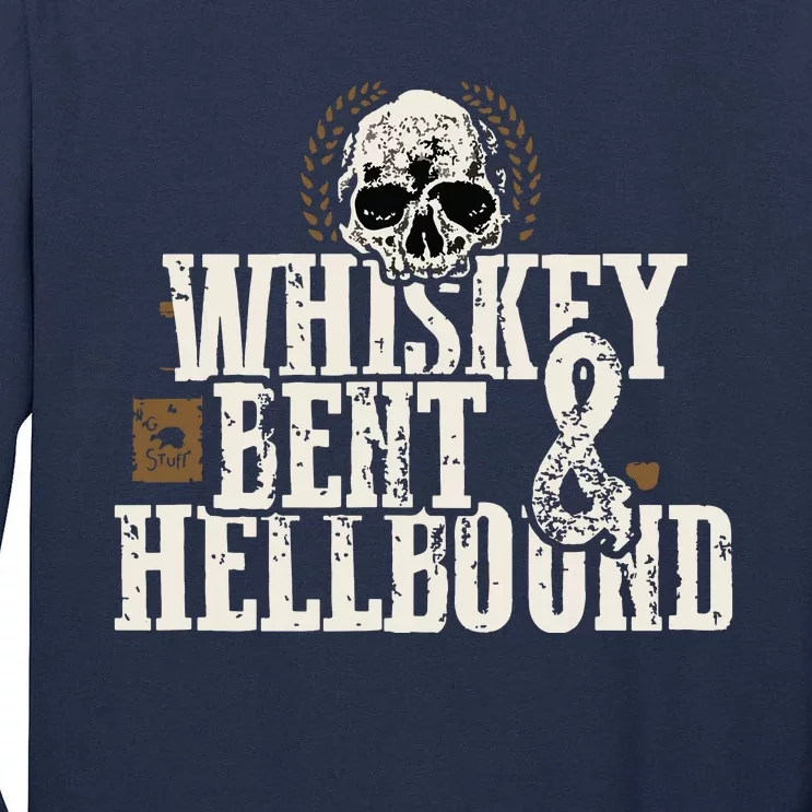 Whiskey Bent And Hellbound Shirts Distressed Biker Style Tall Long Sleeve T-Shirt