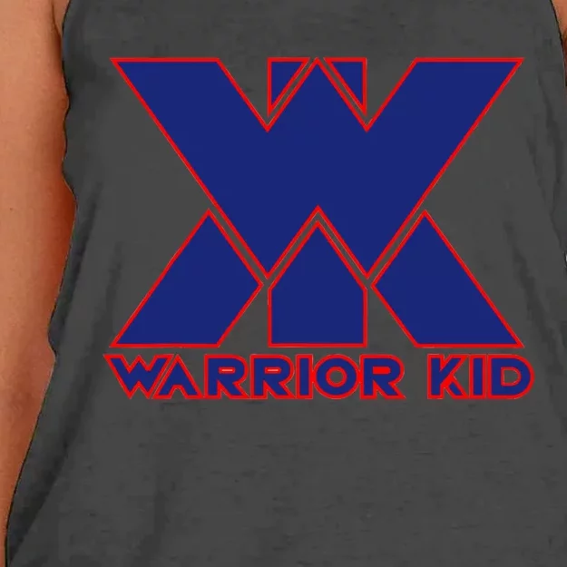 Warrior Blue And Red Logo Women's Knotted Racerback Tank