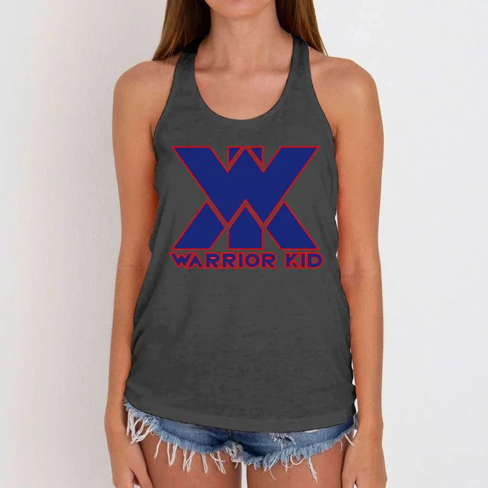 Warrior Blue And Red Logo Women's Knotted Racerback Tank