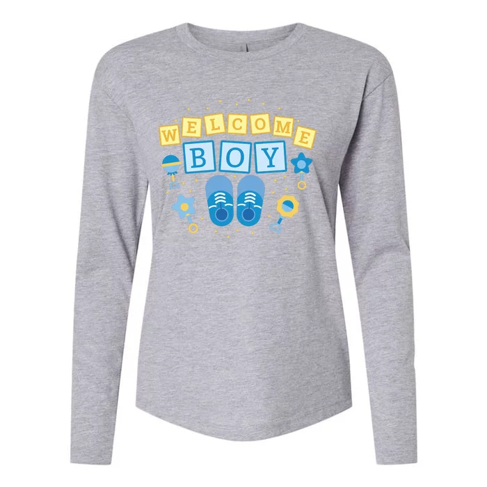 Welcome Baby Boy Gift Womens Cotton Relaxed Long Sleeve T-Shirt