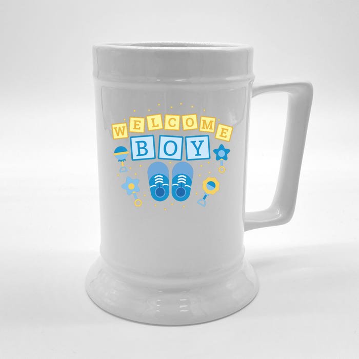 Welcome Baby Boy Gift Front & Back Beer Stein