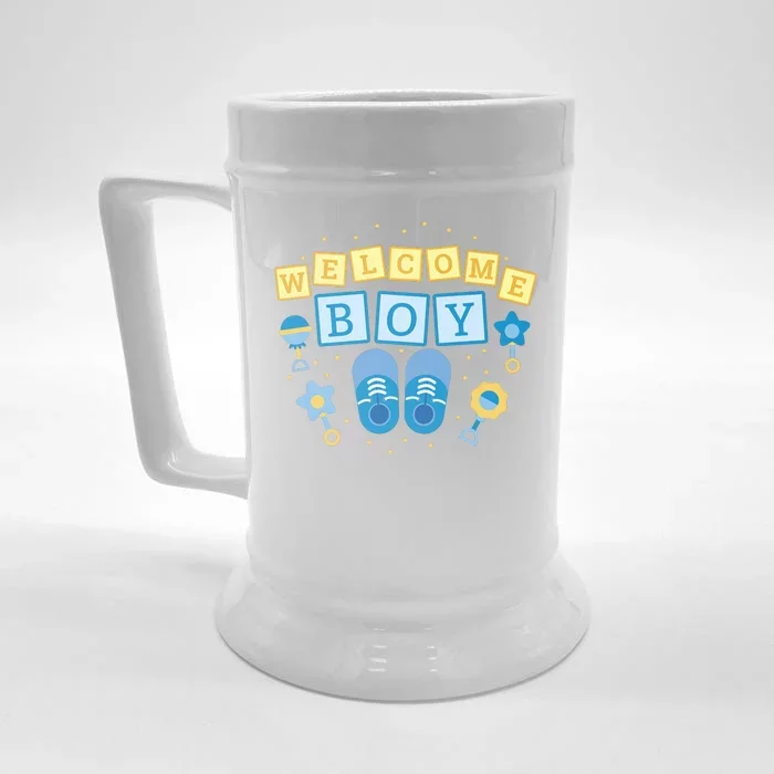 Welcome Baby Boy Gift Front & Back Beer Stein