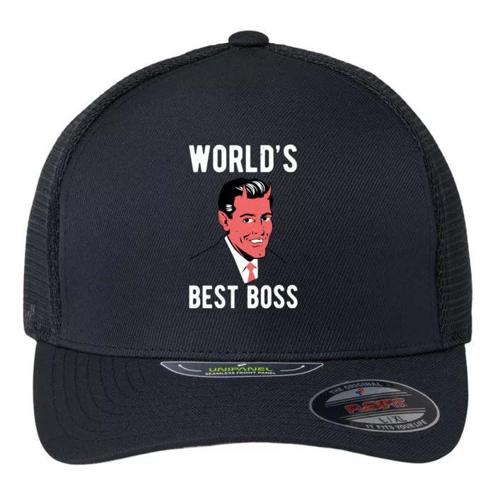 Worlds Best Boss Funny Evil Flexfit Unipanel Trucker Cap