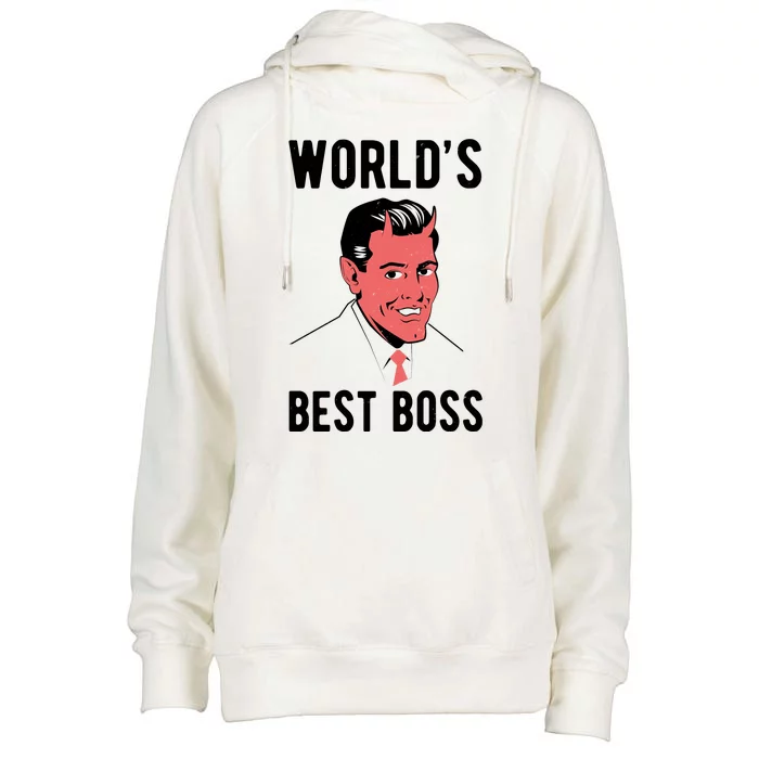 Worlds Best Boss Funny Evil Womens Funnel Neck Pullover Hood