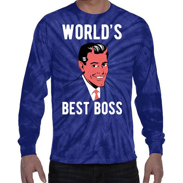 Worlds Best Boss Funny Evil Tie-Dye Long Sleeve Shirt