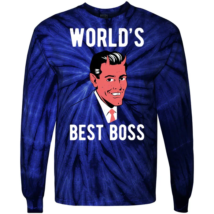 Worlds Best Boss Funny Evil Tie-Dye Long Sleeve Shirt