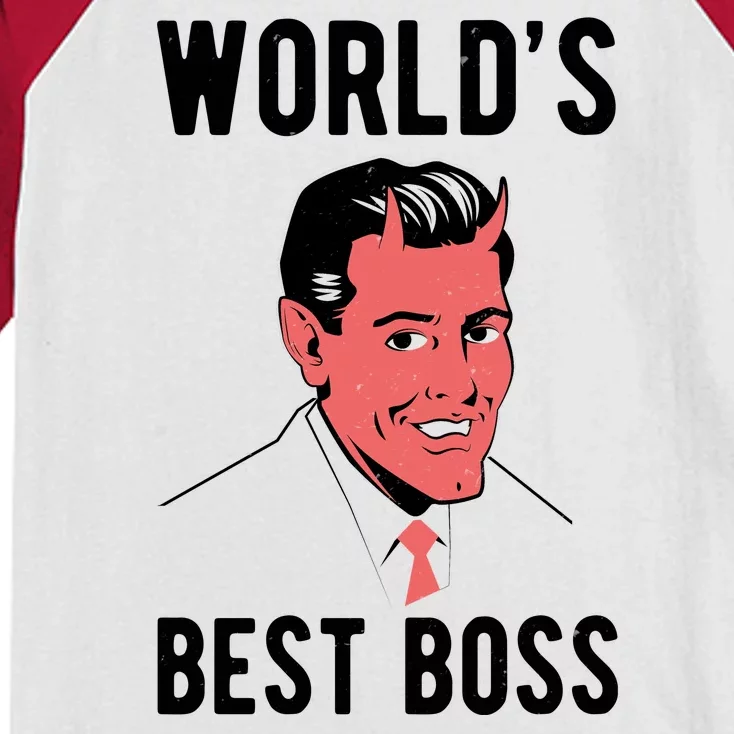 Worlds Best Boss Funny Evil Kids Colorblock Raglan Jersey