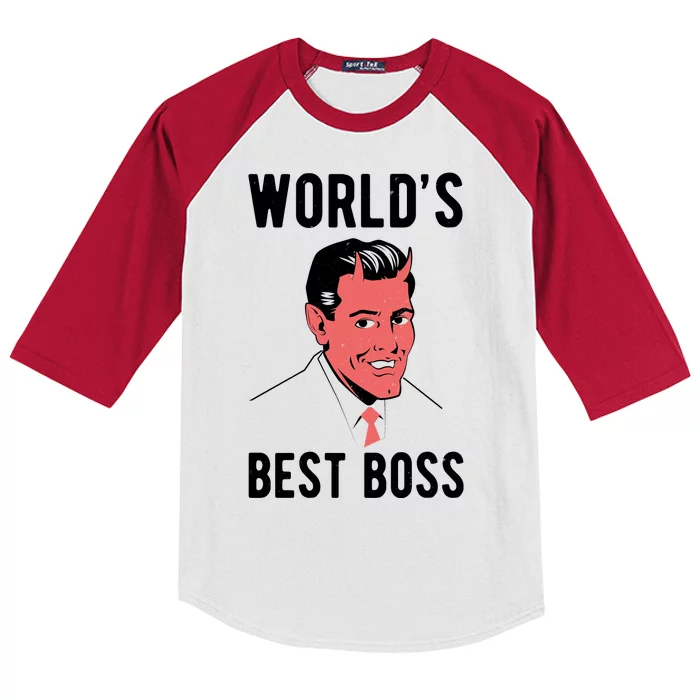 Worlds Best Boss Funny Evil Kids Colorblock Raglan Jersey