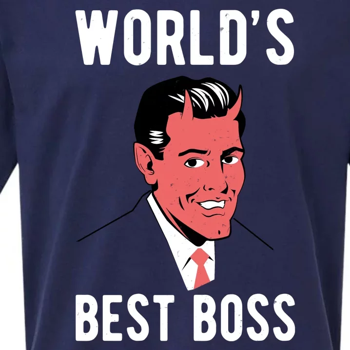 Worlds Best Boss Funny Evil Sueded Cloud Jersey T-Shirt