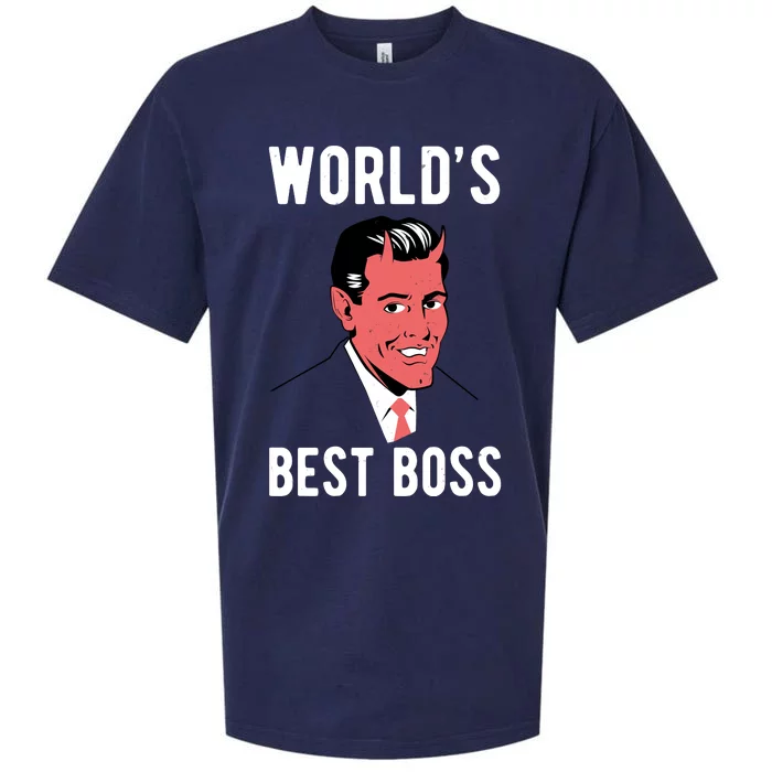 Worlds Best Boss Funny Evil Sueded Cloud Jersey T-Shirt