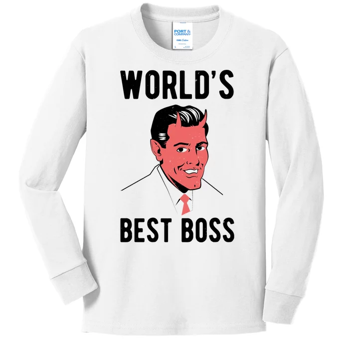 Worlds Best Boss Funny Evil Kids Long Sleeve Shirt