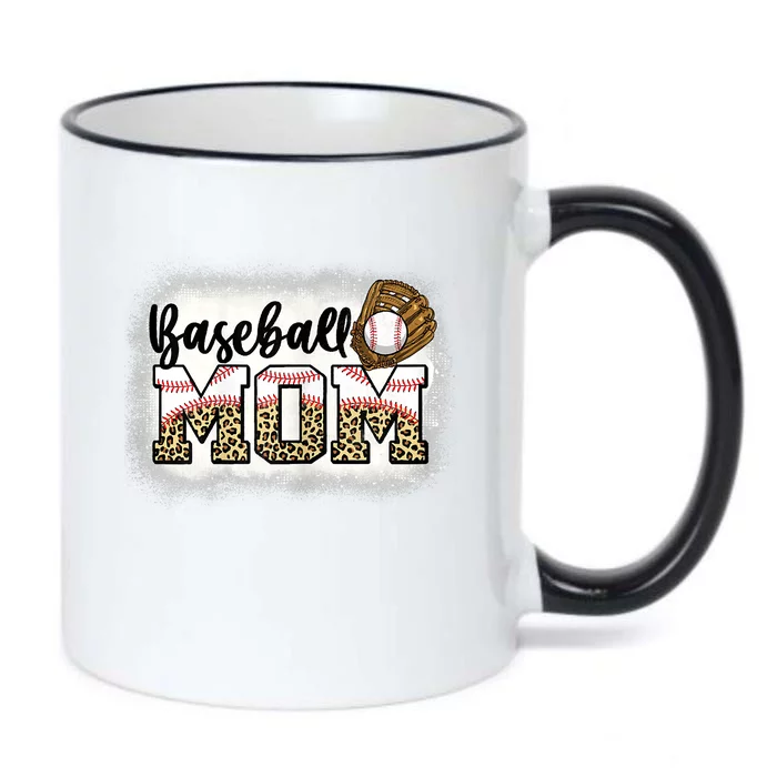 Womens Bleached Baseball Mom Leopard Mother's Day Black Color Changing Mug