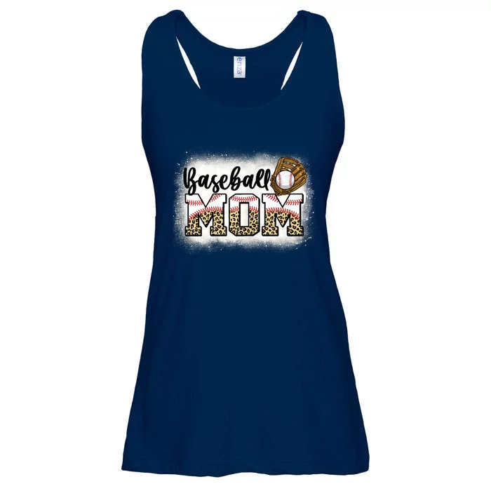 Womens Bleached Baseball Mom Leopard Mother's Day Ladies Essential Flowy Tank